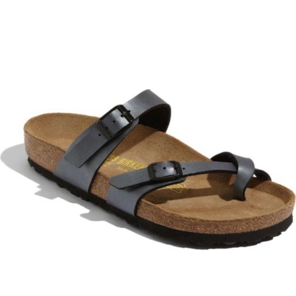 Birkenstock-Mayari birko flor sandal, EU size 39, black patent